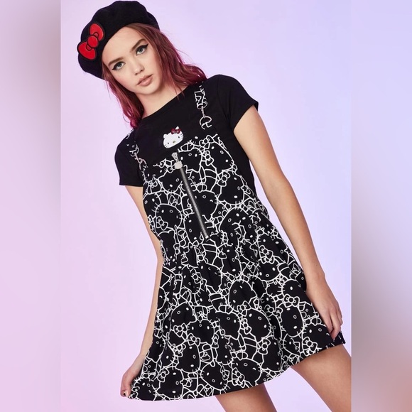 Hello Kitty Dolls Kill Shadow Dimension Pinafore Overall Mini Dress - Picture 12 of 13